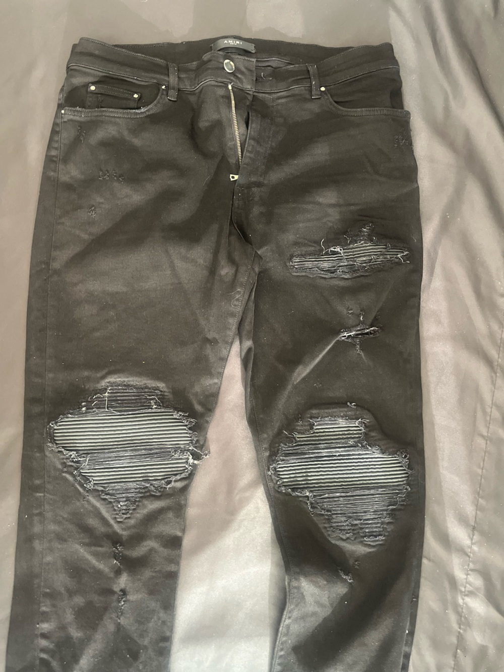 AMIRI Black Distressed Ripped Jeans